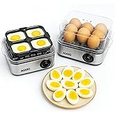 AGARO Grand Egg Boiler And Poacher, 2-in1 Boils 8 Eggs, Poach 4 Eggs, Steamed Vegetables, 3 Boiling Types, Stainless Steel Bo