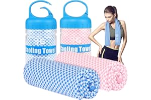BOGI 2 Pack Cooling Towel, Cooling Towels for Neck(100x30 cm)Ice Towel Cooling Towel, Soft Breathable Sweat Towel for men & women,Stay Cool for Yoga, Sport, Gym, Camping & More Activities | Blue+Pink