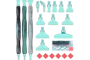 Snewvie Diamond Painting Stift Metall Aufsätze,Diamond Painting Zubehör Set mit 3 Styles 5D Drill Pen und 12 Styles Grün Metall Ersatzköpfe,Diamond Painting Stift mit Gewinde