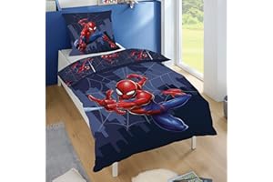 ‎FAMILANDO Spiderman Bettwäsche Set (2-teilig) für Jungen, Blau, Renforcé aus 100% Baumwolle - Decken- und Kissenbezug 135x200 80x80 cm mit Reißverschluss - Wendemotiv, weich, atmungsaktiv, Öko-Tex