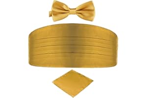 DonDon set di 3 pezzi da uomo, contenente fascia da smoking, papillon e fazzoletto da taschino, tutti dello stesso colore per occasioni festive