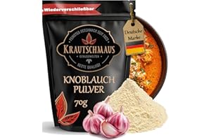 ‎KRAUTSCHMAUS 70g Knoblauch Pulver von Krautschmaus, zum Grillen, Würzen und Kochen, schonend getrocknet und fein gemahlen, intensiv duftend und aromatisch, ohne Zusatzstoffe