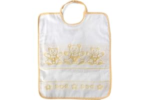 PANINI TESSUTI Bavoir bébé maxi ours avec élastique – 100% coton – 30 x 35 cm, jaune