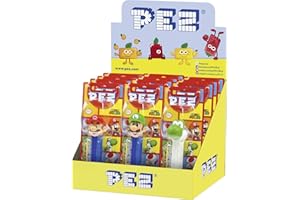 PEZ Boîte Présentoir de 12 Blisters Mario Nintendo Distributeur + Recharge de Bonbons à Collectionner 0.11kg 12 Unités