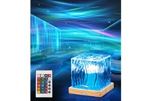 LAKERISE Northern Lights Aurora Projector Light, Galaxy Projector Sensory Lights, 16 Colors Dimmable Remote Night Light for Bedroom,Christmas Northern Lamp Cube Room Decor for Teen Gifts