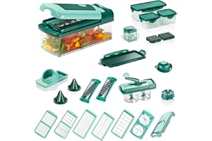 Genius Nicer Dicer Fusion Smart Julietti | Mandoline 34 en 1 Multifunction Professionelle | Trancheuse | couper- / râpé- / éplucher- / cubes- / quartier- / spirales- / manger- / légumes