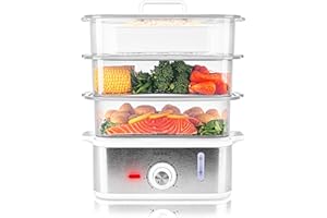 Duronic Electric Food Steamer FS87, BPA-Free 3 Tier Rice & Vegetable Steamers with Rice Bowl & Timer Perfect to Steam Vegetables, Fish, Dumplings, Baby Food