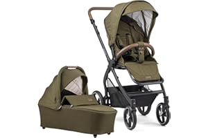 Gesslein Kinderwagen FX4 STYLE, Baby Erstausstattung (leichtes Kinderwagen Set mit Liege- und Sitzoption, individuell einstellbar, hoher Komfort, Fünf-Punkt-Sicherheitsgurt, Kinderwagen 3 in 1), Moos
