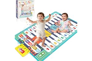 Charmofun Tappeto Musicale Bambini, Tappetino Musicale per Pianoforte con 8 Strumenti, 10 Canzoni Incorporate, Giocattolo Musicale Regalo Natale e Compleanno per Ragazzi Ragazze 1 2 3 4 Anni