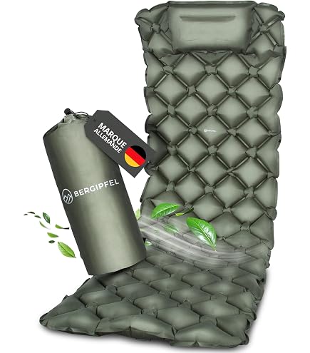 Matelas Auto-Gonflant Camping BERGIPFEL - 7.5cm Épaisseur Pompe Intégrée - Ultra Léger 790g