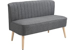 ‎HOMCOM HOMCOM Sofa 2 Sitzer Couch, Kleine Loveseat mit Leinen-Optik Modern Polstersofa für Wohnzimmer, Schlafzimmer, kleinen Raum, Dunkelgrau 117 x 56,5 x 77 cm