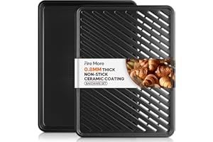 Fire More Teglia da forno con griglia di raffreddamento, Teglia antiaderente per forno in Acciaio al Carbonio, 44,5 x 33 x 2,5 cm, Lavabile in lavaggio automatic