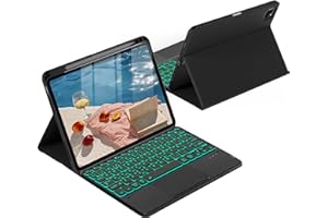 CACOE Funda Teclado para iPad Air 11 Pulgadas 2025/2024 (M3/M2) con Touchpad, Iluminación de 7 Colores, [Español] Teclado para iPad Air (7/6/5/4) & iPad Pro 11 (4/3) Gen Magnético Desmontable, Negro