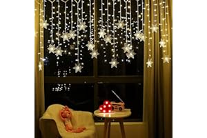 OAICIA Guirlande Lumineuse Rideau Lumineux 3.5M 96 LED Lumières de Noël IP44 Extérieur Intérieur 8 Modes d'Eclairage Lumière pour Decoration de Fenêtre Noël Mariage Rideau Garden Party