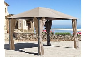 QUICK STAR Metall Garten Pavillon Nizza 3x4m Sand mit 4 Seitenteilen Partyzelt