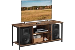VASAGLE TV Stand for TV up to 60 inches, TV Cabinet with Open Shelves, TV Console for Living Room, Entertainment Room, Rustic Brown and Black LTV060B01