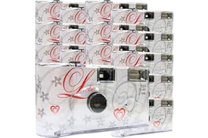FUJIFILM TopShot - Confezione 15 fotocamere usa e getta per nozze Love con flash, 27 foto, colore: Bianco
