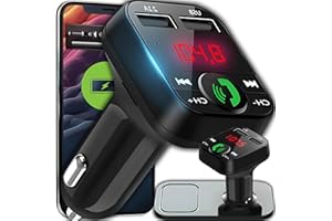 ‎RETOO Retoo transmiter Bluetooth FM z ładowarką Dual USB, czytnik kart SD TF i wyświetlaczem cyfrowym, zestaw głośnomówiący, samochodowy adapter audio, uniwersalna ładowarka do urządzeń GPS,