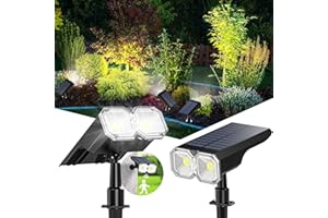 Onherm Spot Solaire Exterieur Lot de 2, Spots Solaires Exterieures Jardin Réglable avec 5 Modes d'Éclairage 120° Eclairage, 16 LED Lampe Solaire Extérieur pour Jardin Cour Allée Chemin