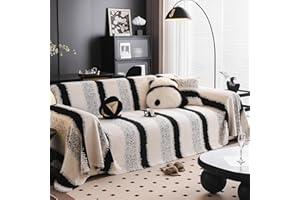 SHANNA Pokrowiec na sofę w paski na 2-, 3-, 4-osobową, aksamitną mieszankę bawełny, narzuta na narożną sofę w kształcie litery L, całoroczna ochrona kanapy, ochraniacz na meble, fotel miłosny, futon,