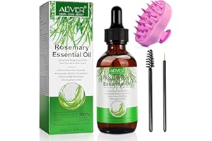 ZBQIEX Huile de Romarin pour Cheveux avec Peigne de Massage, Pousse et Chute des Cheveux, Stimule la Croissance des Cheveux, Nourrir le Cuir Chevelu, Rosemary Oil for Hair Growth, Renforcer les Cheveux, 60ml