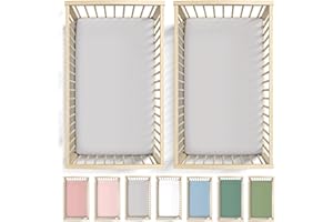 Bunnyjik GOTS Organic 2 x Travel Cot Sheets 100 x 70 - Twice Thickness – Ultra Soft Travel Cot Sheets Mattress up to 100x70cm - 100% Cotton, Compatible with Graco Travel Cot 100x70 Cot Mattress Sheets