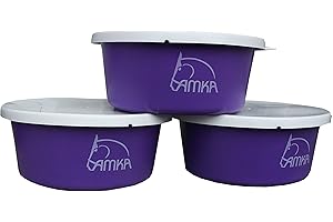 AMKA Müslischale Leckschüssel Futterschale 5 Liter mit Deckel 3er Set für Tiere, Pferde, Hunde, Farbe: lila