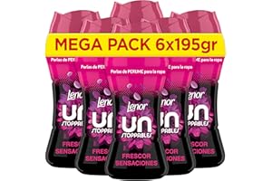 Lenor UNstoppables Perlas de Perfume para la Ropa, 96 Lavados (6 x 195g), Suavizante con Fragancia Frescor Sensaciones, Potenciador de Frescor