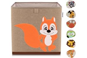 LIFENEY Aufbewahrungsbox Kinder mit Eichhörnchen Motiv I Spielzeugbox mit Tiermotiv passend für Würfelregale I Ordnungsbox für das Kinderzimmer I Aufbewahrungskorb Kinder