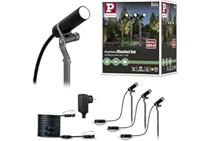 ‎PAULMANN Paulmann 94154 Plug & Shine LED Außenleuchte Spot Plantini Set Set 3000K 24V Anthrazit Alu 94154 Aussenleuchte Spotbeleuchtung Strahler
