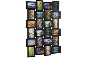 Relaxdays Ramka na zdjęcia, kolaż na 24 zdjęcia, 10 x 15 cm, format pionowy i poziomy, ramka na zdjęcia, ścienna, wys. x szer.: 59 x 86 cm, czarna