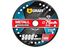 GRAFF Czarna Tarcza do Cięcia Ø 76mm - Diamentowa Tarcza Tnąca do Szlifierek Kątowych - Tarcza Tnąca Elastyczna do Metalu, Stali i Stali Nierdzewnej - Otwór 10 mm