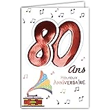 Afie Carte Anniversaire 80 Ans Homme Femme Musique Sonophone Amazon Fr Fournitures De Bureau