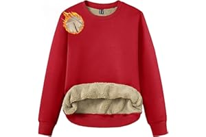 TACVASEN Women's Sherpa Fleece Lined Sweatshirt Winter Warm Long Sleeve Pullover Crew Neck Tops Relaxed Fit