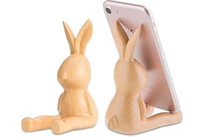 Stojak na telefon, AhfuLife® drewniany królik królik królik uchwyt na telefon / stojak do iPhone'a Samsung Huawei, dekoracja biurka wielofunkcyjny organizer na materiały wielofunkcyjne, prezent na walentynki, Wielkanoc, Dzień Matki