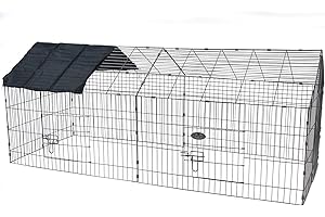 Easipet Metal Pet Run with Gabled Roof and Sunshade 180 x 75 x 75 cm Grey