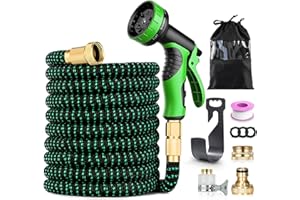 Rantizon Manguera Extensible 30M con Boquilla en 10 Modos, Manguera Jardin Extensible con 3/4 "- 1/2" Conector de Latón?4 Capas de Látex a Prueba de Fugas, Mangueras Extensibles Jardin 30 Metros