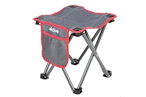 AKTIVE Taburete Plegable para Camping de Acero Resistente al Peso c/Bolsillo (63041)