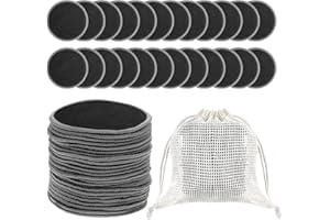 JIEYAO Abschminkpads Waschbar,24 Stück Wiederverwendbare Wattepads aus Bambus-Kohle Nachhaltig Weich Abschminktücher mit Wäschesack Abschminken Stilleinlagen für Gesichtsreinigung