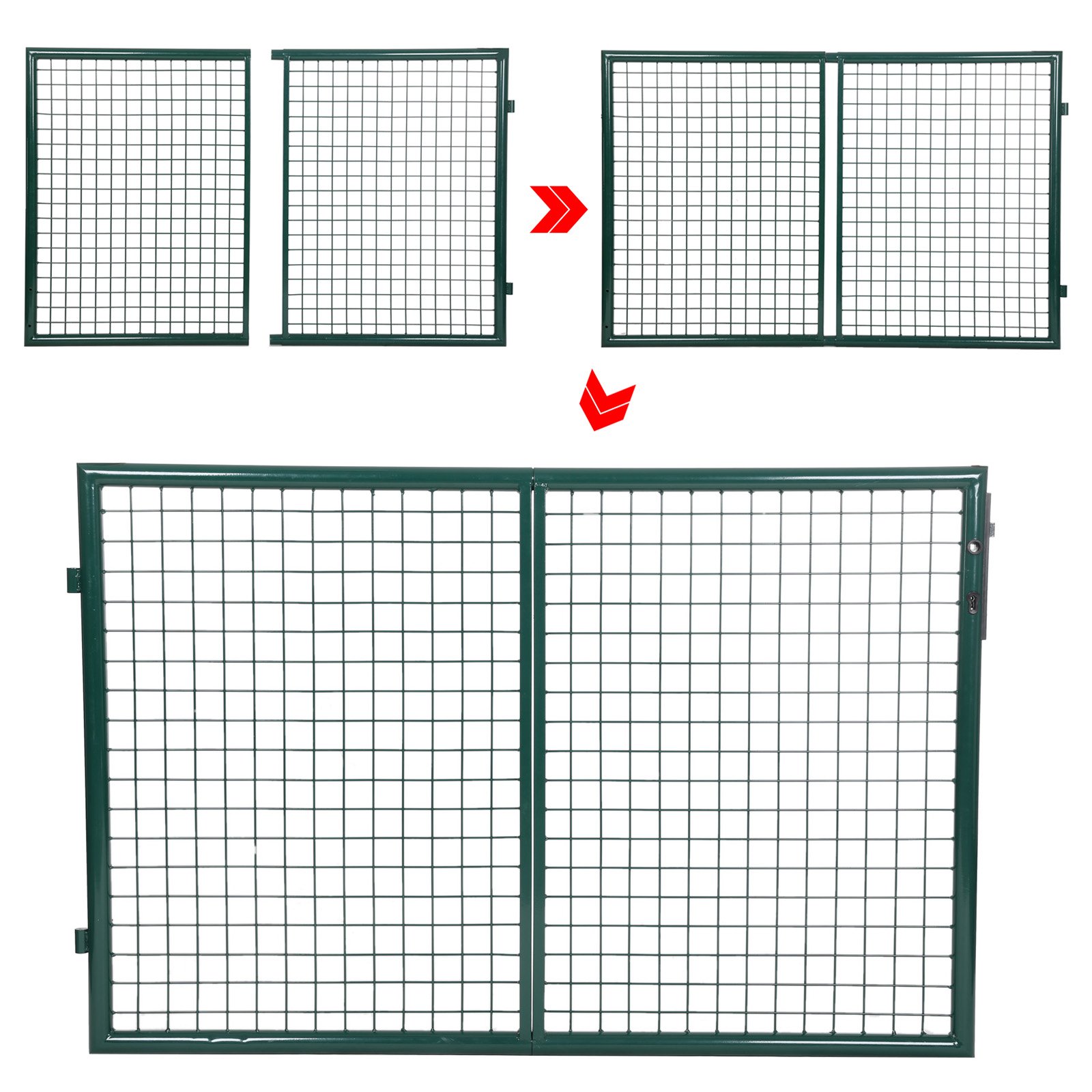 SONGMICS Doppeltor, Gartentor, Gartentür, mit Schloss und 3 Schlüsseln, 90 x 310 cm, grün GGD300G – Bild 7