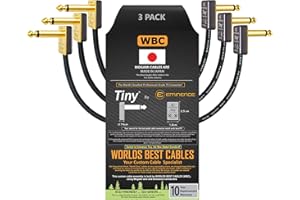 3 unità – 10 cm – Pedale, effetti, patch, cavo strumento realizzato su misura da WORLDS BEST CABLES – realizzato con filo Mogami 2319 & Eminence Tiny Gold Plated ¼ pollici (6,35 mm) R/A TS Connettori
