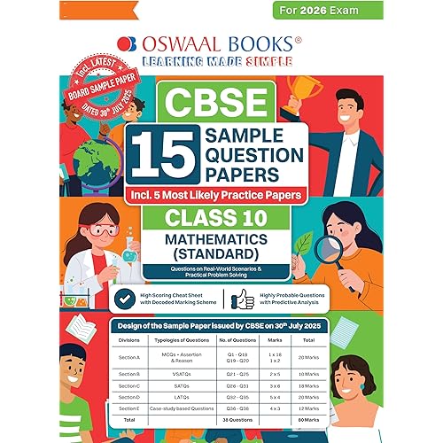 Oswaal CBSE 15 Sample Question Papers Class 10 Mathematics Standard for 2026 Board Exam (As per CBSE Sample Question Paper is