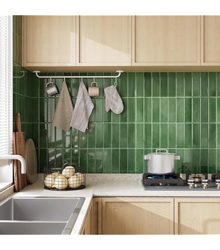 Livelynine Zelfklevende Tegels Groen 3D Tegelstickers Keuken Groen 30x30CM 32 Stuks Wandtegels Zelfklevend Badkamer Keukenachterwand Lichtgroen PVC Tegels Zelfklevend Badkamerwand Tegelfolie Schouw