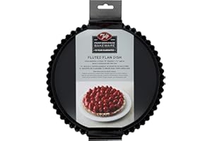 Tala Performance 23 cm Dia Fluted Tart Tin, Professional Gauge Carbon Steel with Eclipse Non-Stick Coating, Loose Base, Perfect for savoury or Sweet tarts, flans, quiches, or Desserts, Black