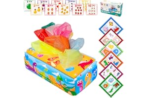 PROACC Baby Tissue Box Toy - Sensory Toys Infant 6-12 Months Toddler Montessori Toy for Babies Magic Tissue Box Early Learning Educational Preschool Newborns Gifts Boys Girls
