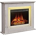 FlameKo Savannah Fireplace with 39" surround and Realistic Flame Effect Heater Grey Bronx Oak Multiple Colours Available