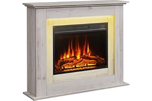 FlameKo Savannah Fireplace with 39" surround and Realistic Flame Effect Heater Grey Bronx Oak Multiple Colours Available