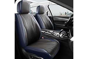 Menifomory Black and Blue Car Seat Covers Universal Leather Seat Cover 13pcs Waterproof Full Coverage Auto Seat Cushion Covers for Car Truck Suv (P-Black+Blue)
