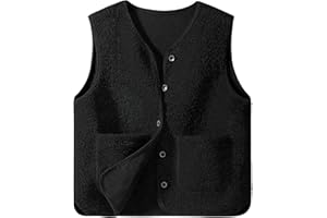 Yuson Girl Gilet Femme sans Manche Veste Polaire Chaud Manteau Automne Hiver Sherpa Waistcoat Casual Outdoor Gilets Blousons Couleur unie sans Manches Bouton Veste avec Poches