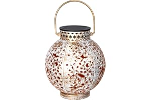 FREEPOWER Solar Lanterns for Garden Lighting - Waterproof LED Outdoor Lamp with Metal Housing, Hanging/Standing & Warm White Flickering Light